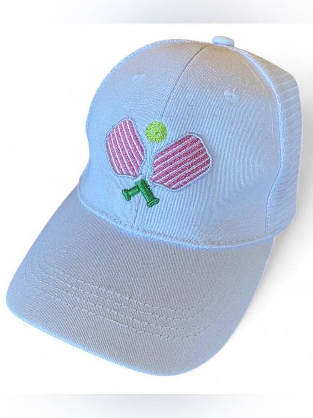Pickleball Club Trucker Hat Pink Green Embroidered Preppy Sporty Cap
